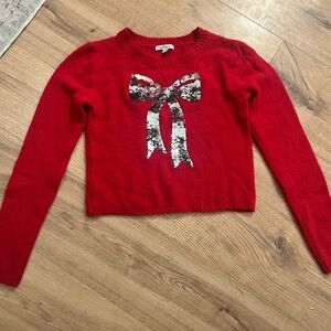 Self Esteem Red Sweater with Sequin Bow